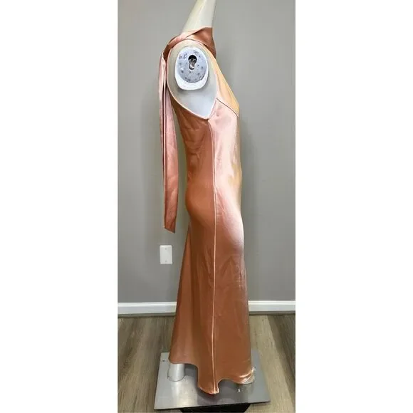 NWT GALVAN LONDON Satin halterneck midi dress US 4 $1169